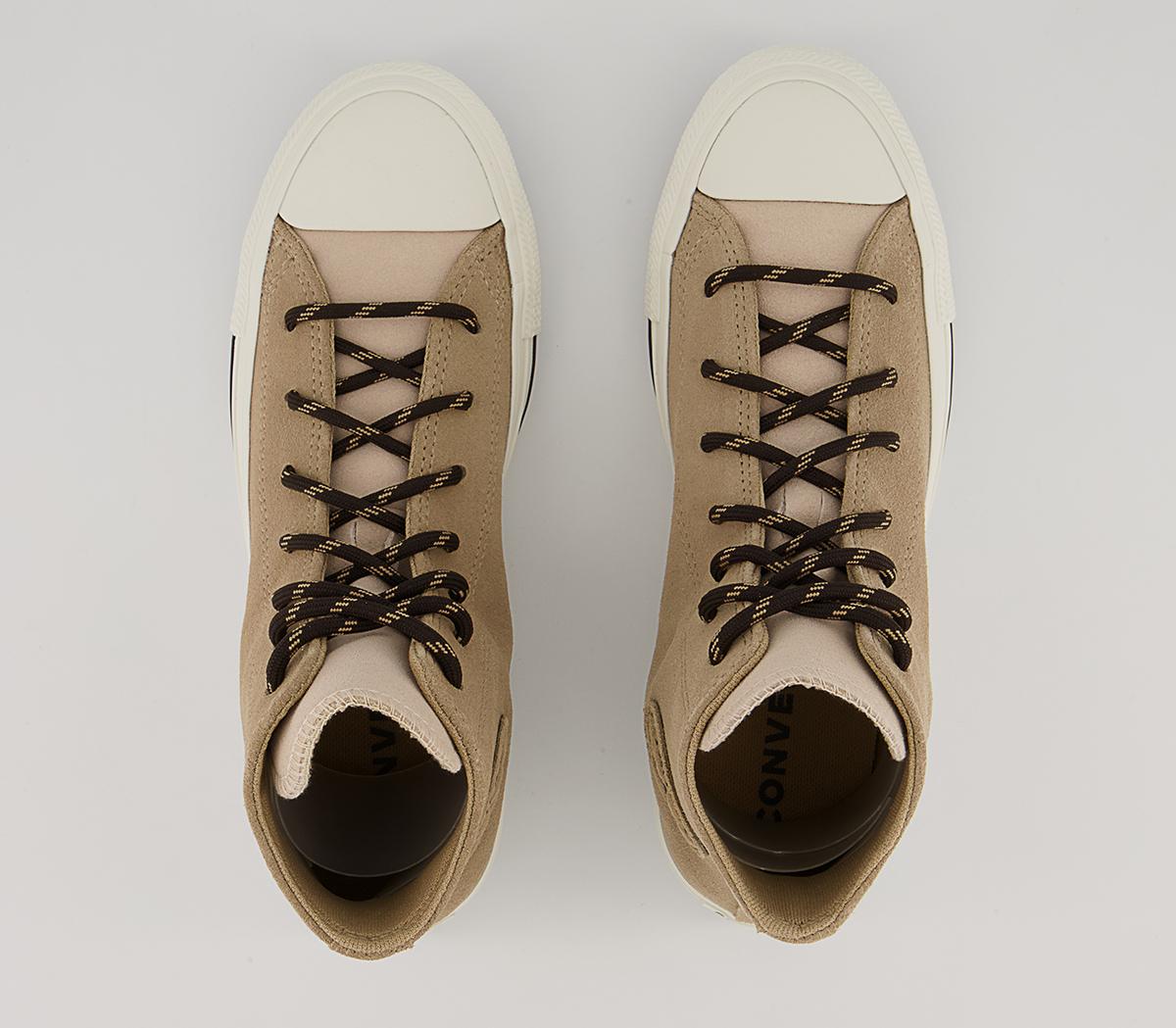 Converse Converse All Star Hi Trainers Converse Converse All Star Hi Trainers Nomad Khaki Velvet Brown Egret