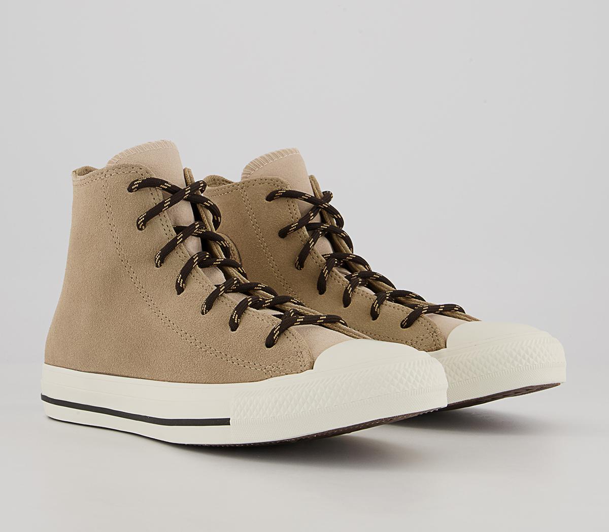 Converse Converse All Star Hi Trainers Converse Converse All Star Hi Trainers Nomad Khaki Velvet Brown Egret