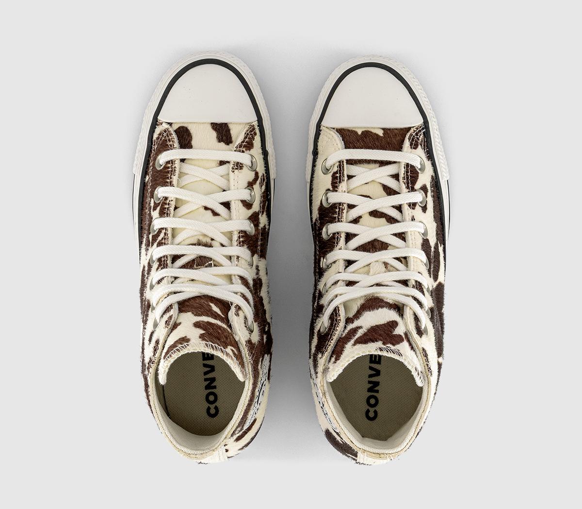 ConverseConverse All Star Hi TrainersCow Print Egret Mudguard Black