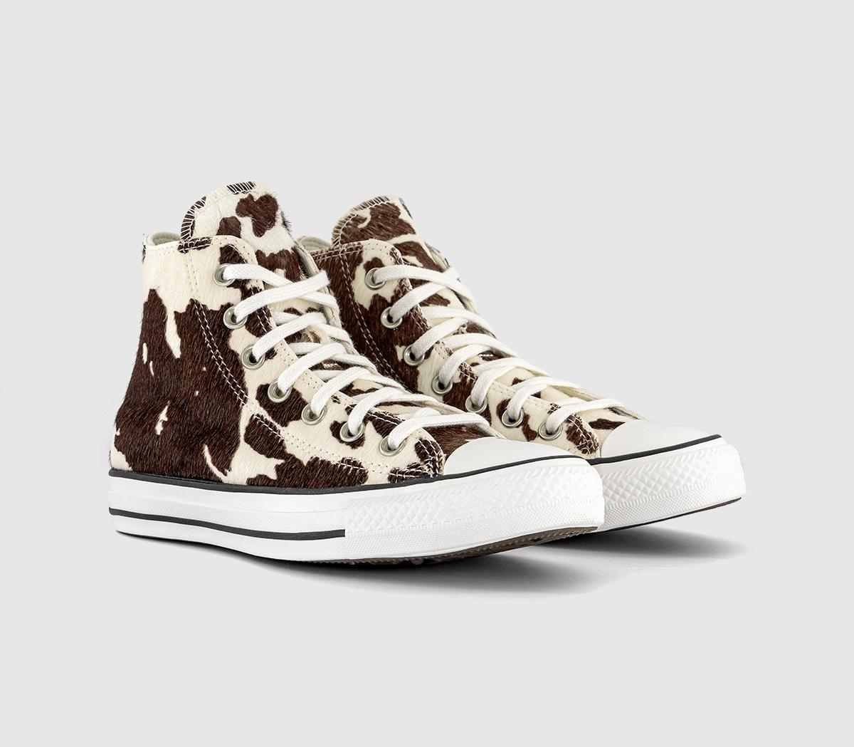 ConverseConverse All Star Hi TrainersCow Print Egret Mudguard Black
