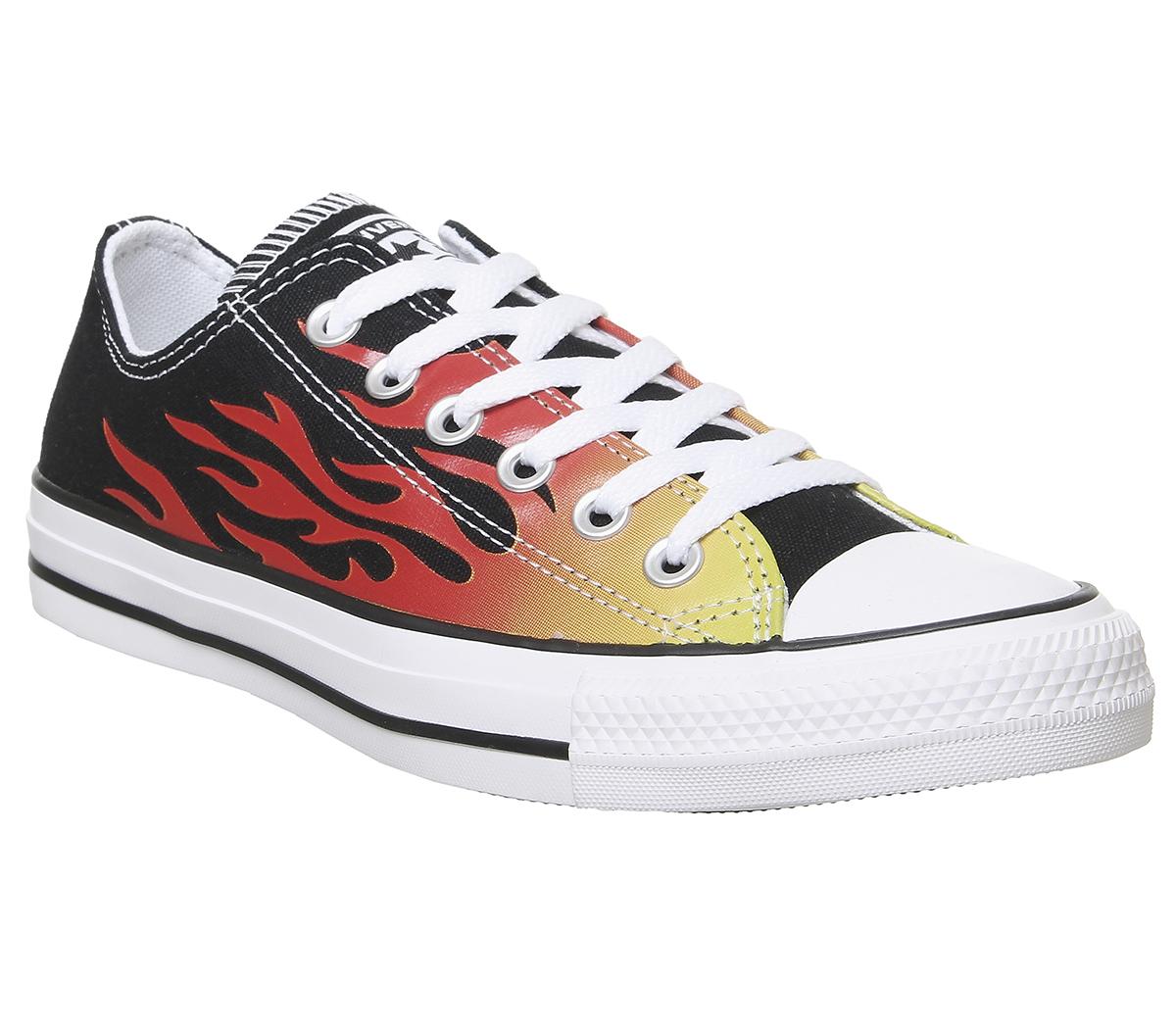 ConverseConverse All Star Low TrainersBlack Enamel Red Fresh Yellow Flame