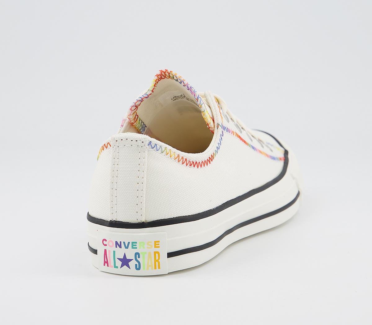 Converse Converse All Star Low Trainers Converse Converse All Star Low Trainers Egret Multi Black Zig Zag Stitch Exclusive