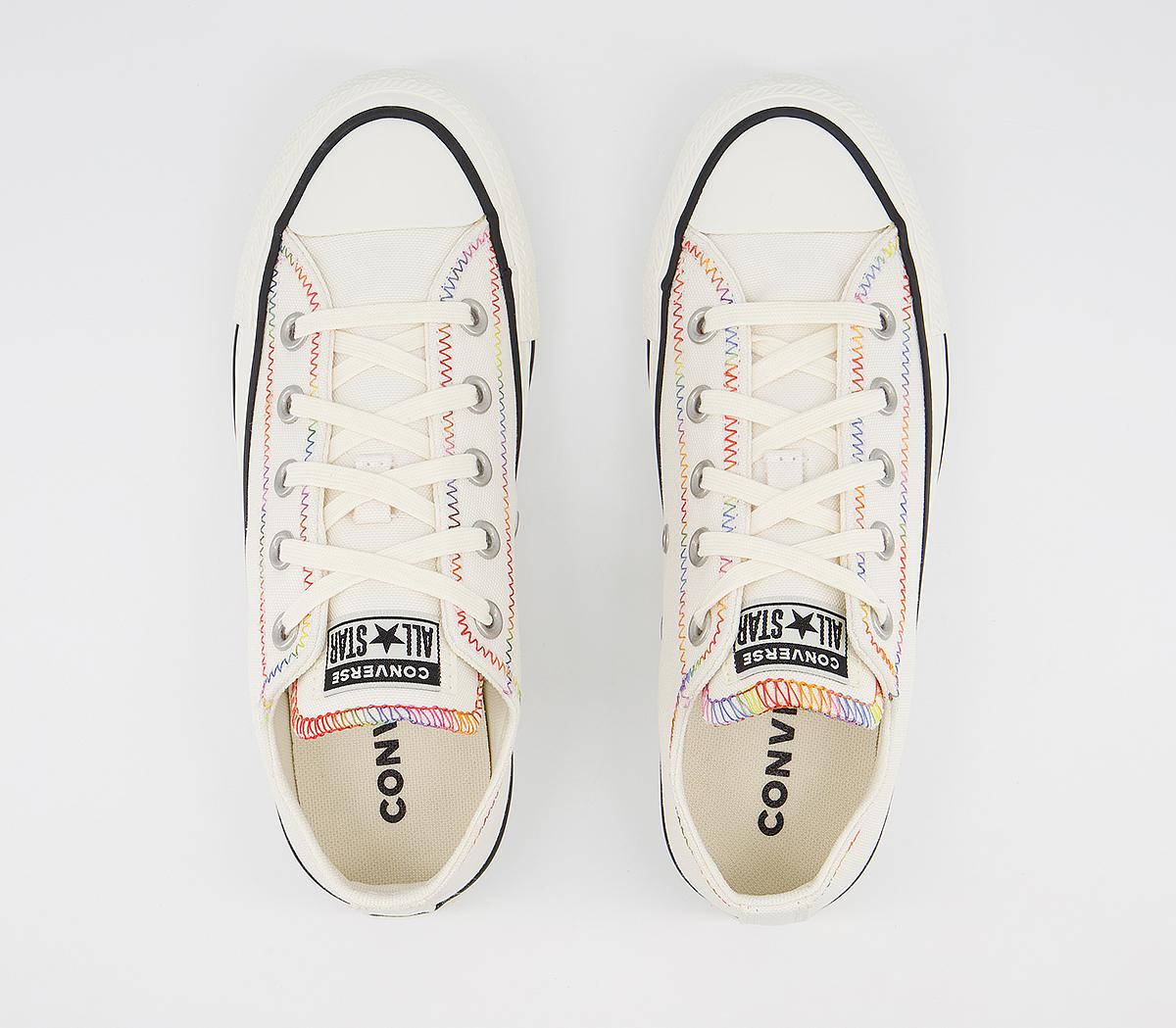 Converse Converse All Star Low Trainers Converse Converse All Star Low Trainers Egret Multi Black Zig Zag Stitch Exclusive