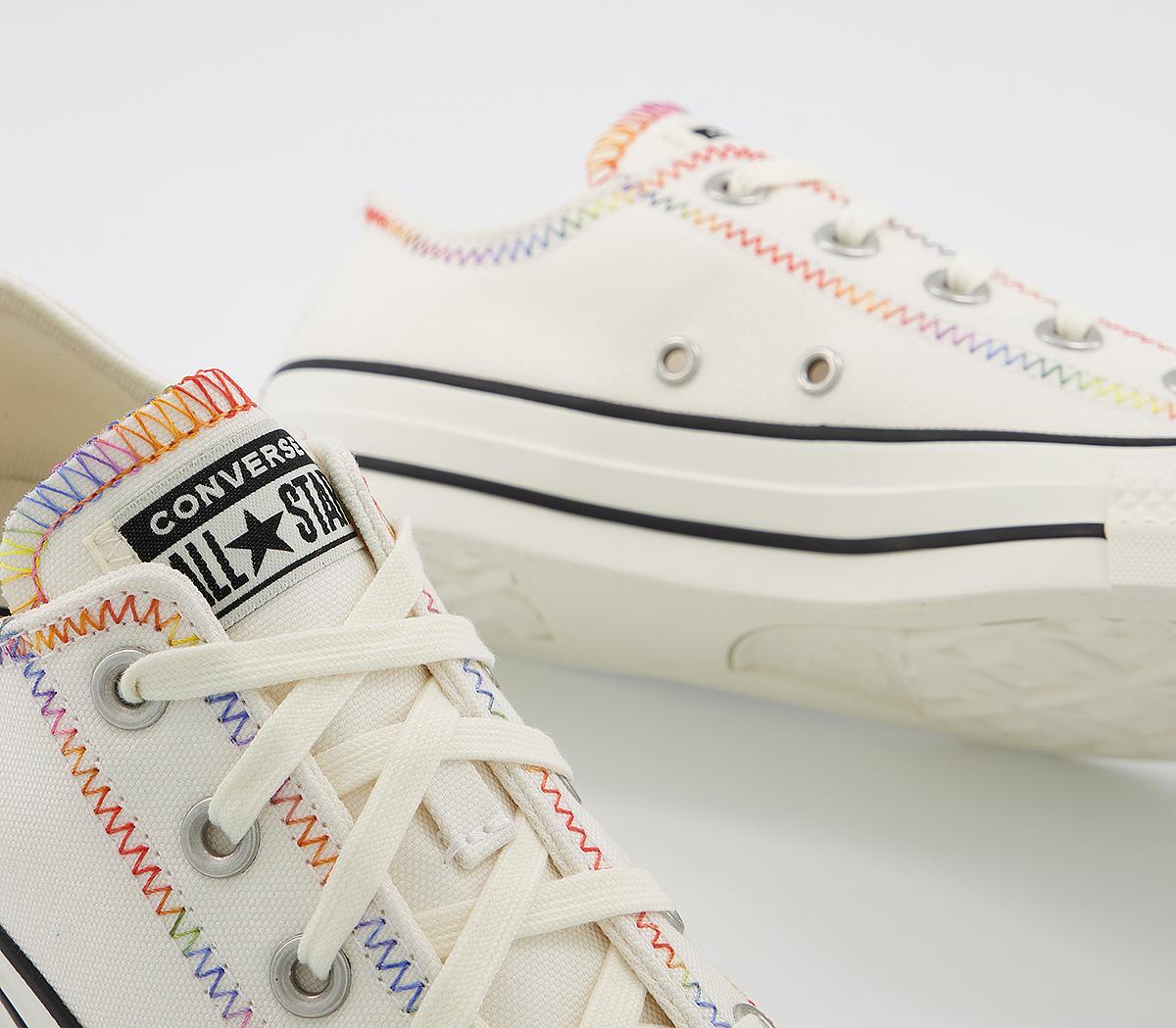 Converse Converse All Star Low Trainers Converse Converse All Star Low Trainers Egret Multi Black Zig Zag Stitch Exclusive