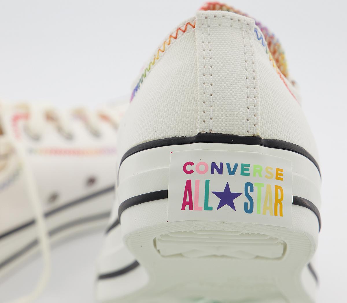 Converse Converse All Star Low Trainers Converse Converse All Star Low Trainers Egret Multi Black Zig Zag Stitch Exclusive