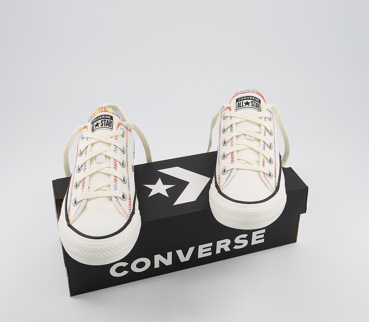 Converse Converse All Star Low Trainers Converse Converse All Star Low Trainers Egret Multi Black Zig Zag Stitch Exclusive