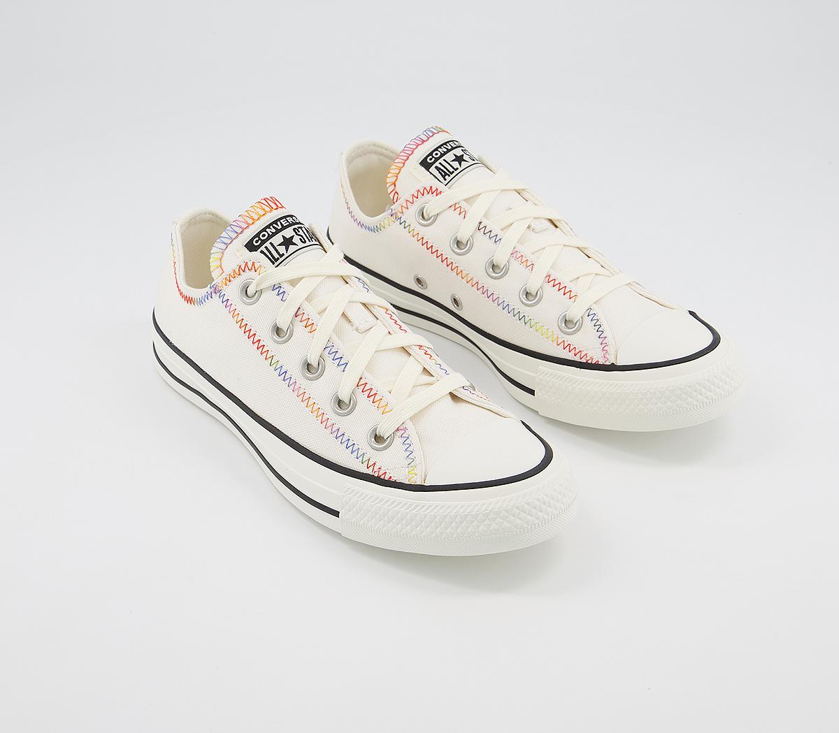Converse Converse All Star Low Trainers Converse Converse All Star Low Trainers Egret Multi Black Zig Zag Stitch Exclusive