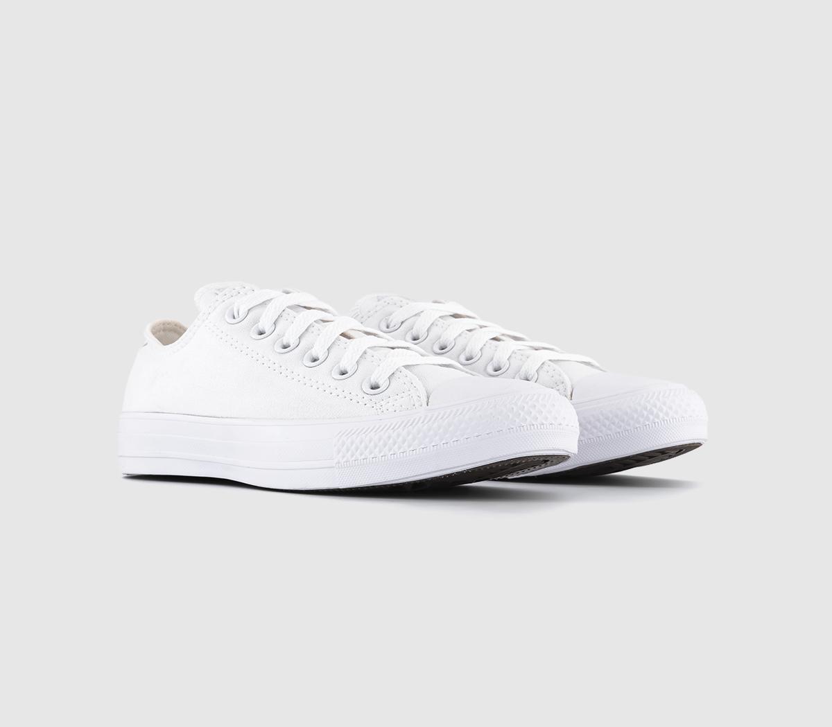 Converse Iconic All Star Low White Mono Canvas Hi Top Trainers, 4.5