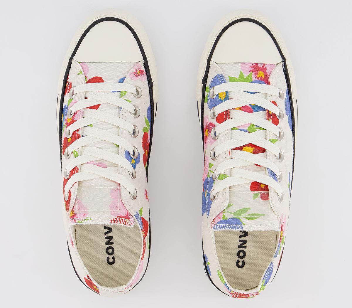 Converse Converse All Star Low Trainers Converse Converse All Star Low Trainers White Multi Egret Floral Exclusive