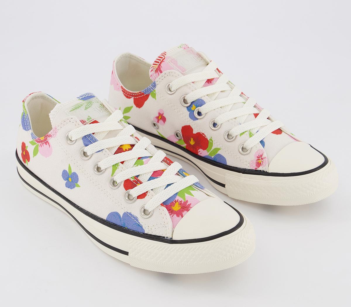 Converse Converse All Star Low Trainers Converse Converse All Star Low Trainers White Multi Egret Floral Exclusive