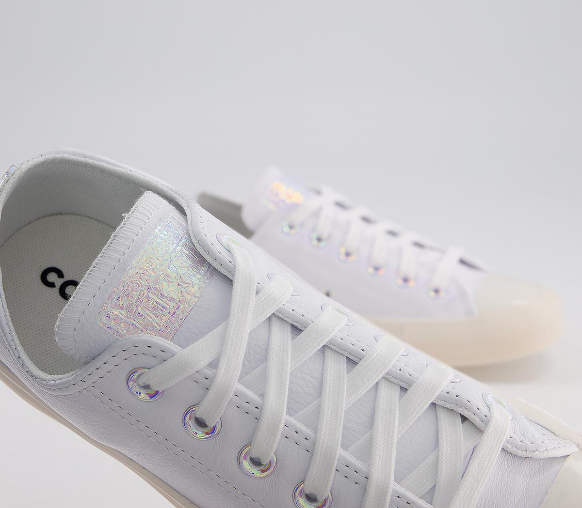 Converse Converse All Star Low Trainers White Leather Iridescent