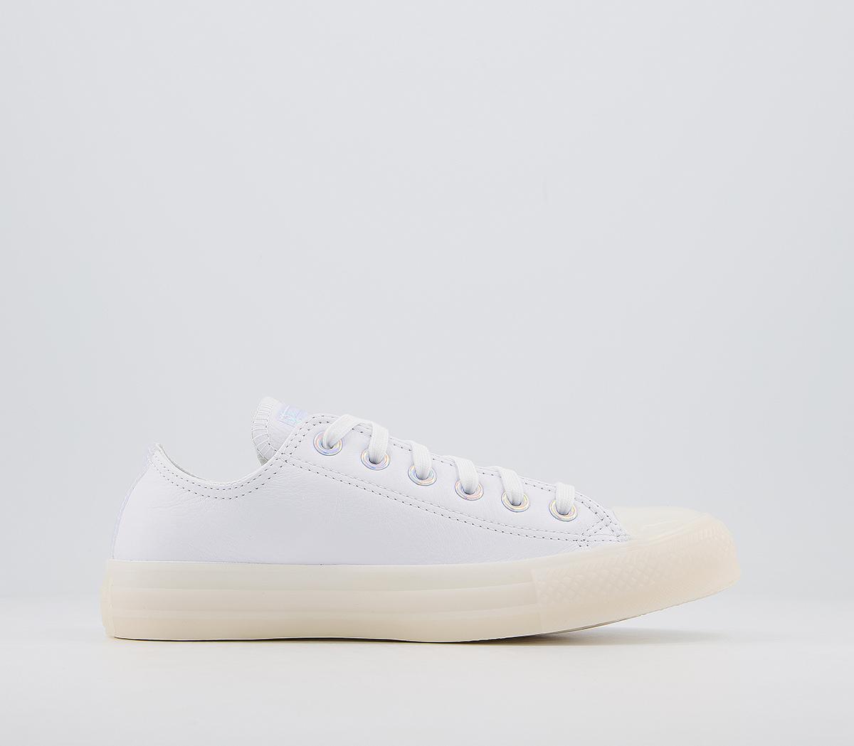 ConverseConverse All Star Low TrainersWhite Leather Iridescent Exclusive