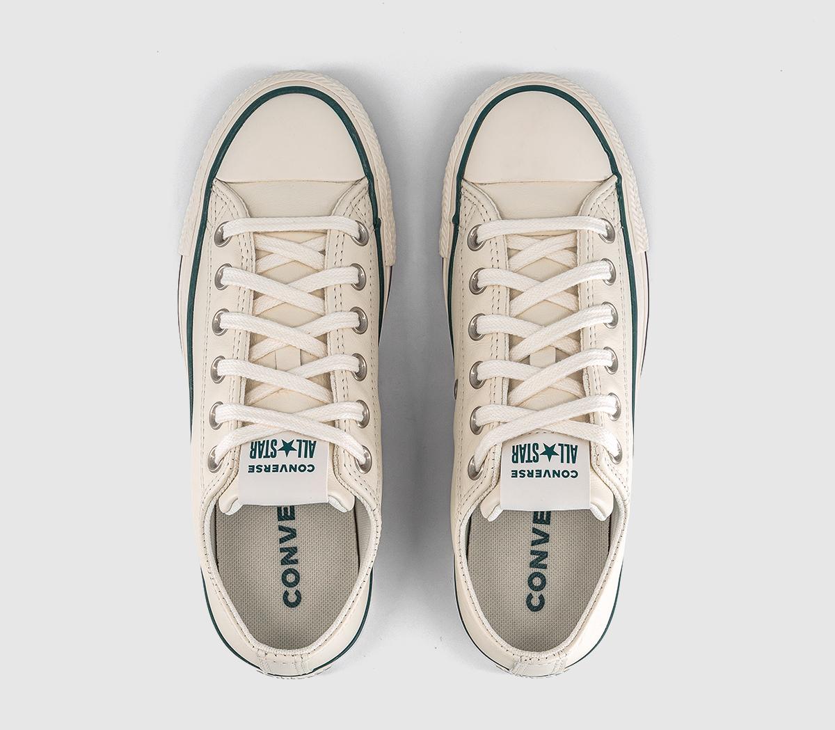 t-egret Converse Converse All Star Low Trainers Vintage White Rubber Plant