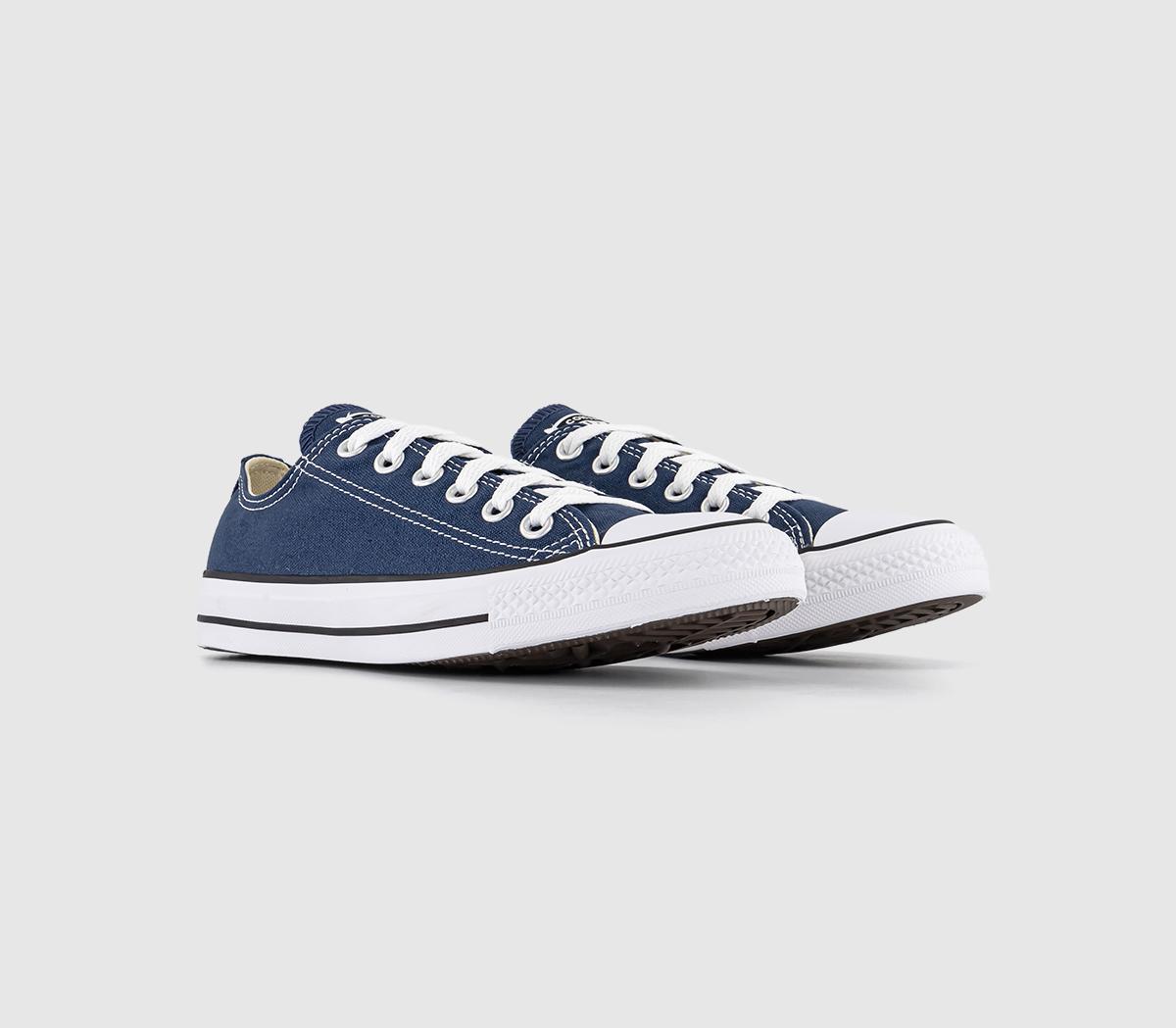 Mens Converse All Star Low Canvas Trainers In Navy Blue And White, 11