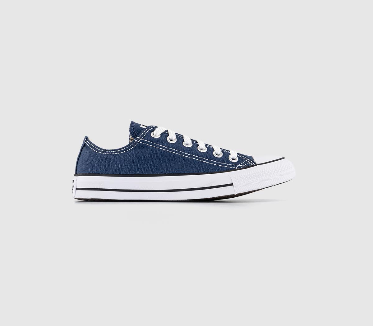 Converse All Star Low Canvas Trainers In Navy Blue And White