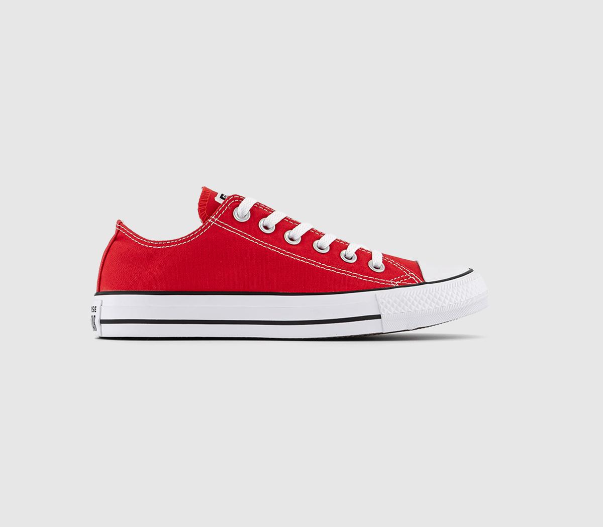 Red And White All Star Low Canvas Top Trainers