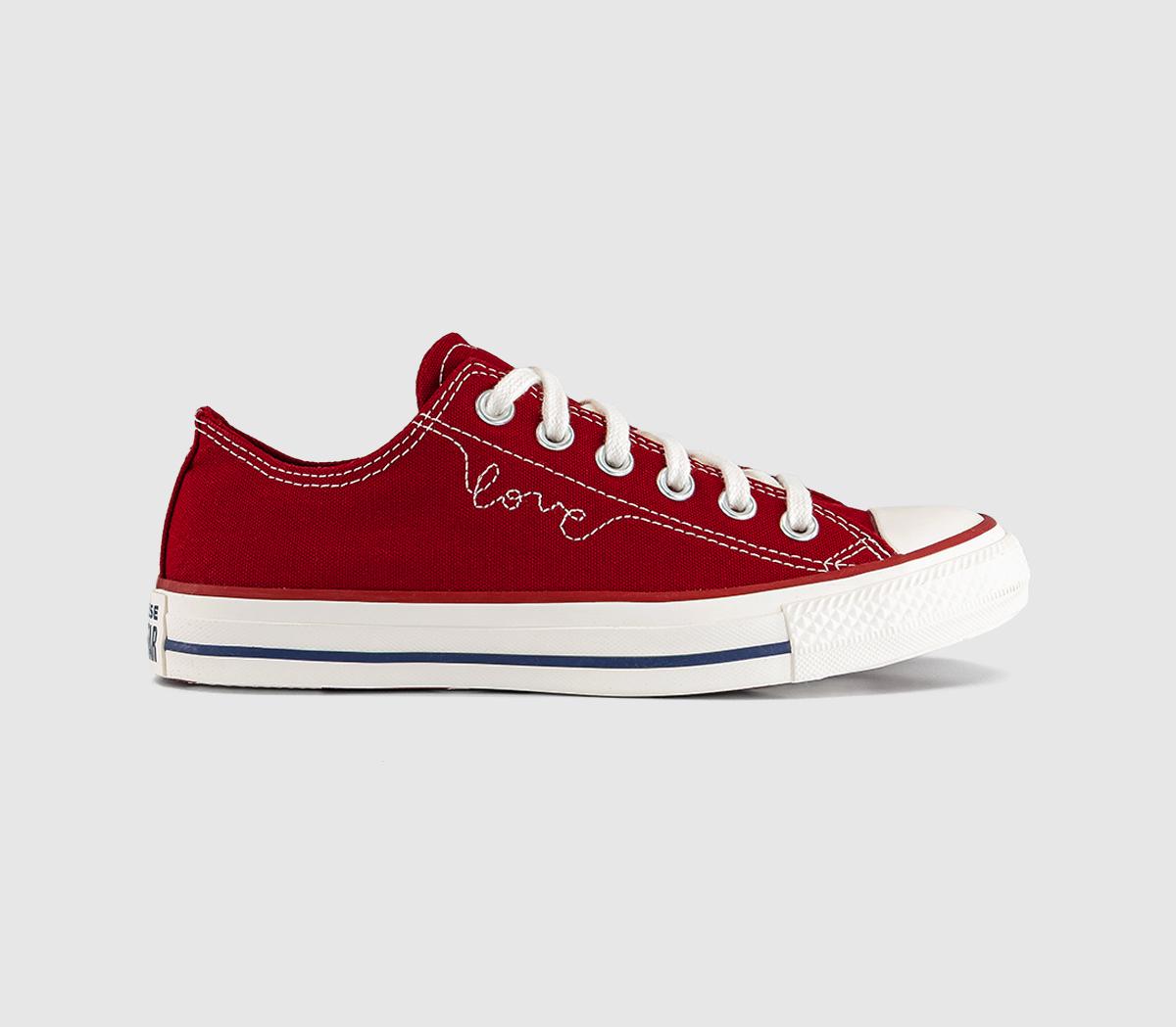 Converse All Star Low Trainers Heart Egret Navy Red in Women's Size 7, Office Shoes