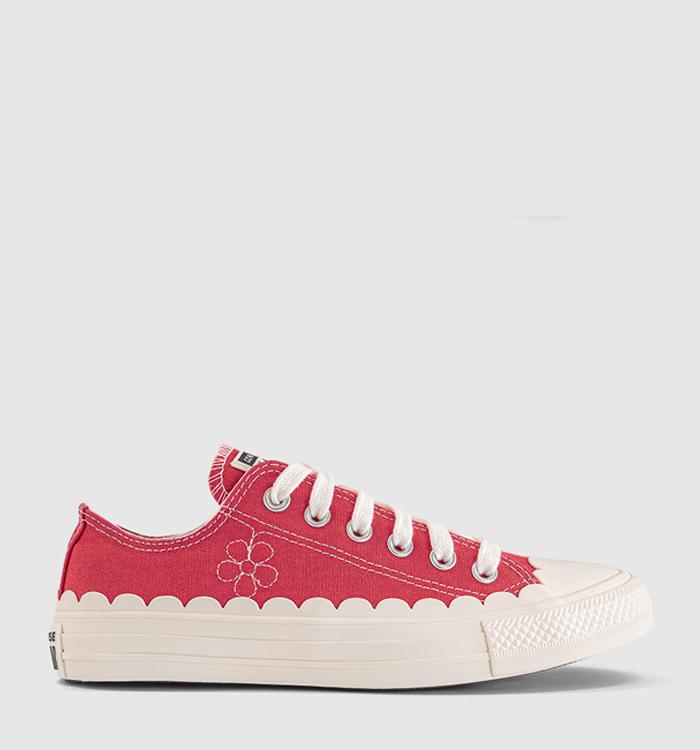 Converse Converse All Star Low Trainers Cherry Balm Egret Egret Scalloped Edge