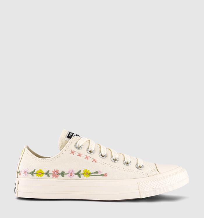 Converse Converse All Star Low Trainers Egret Embroidered Flowers