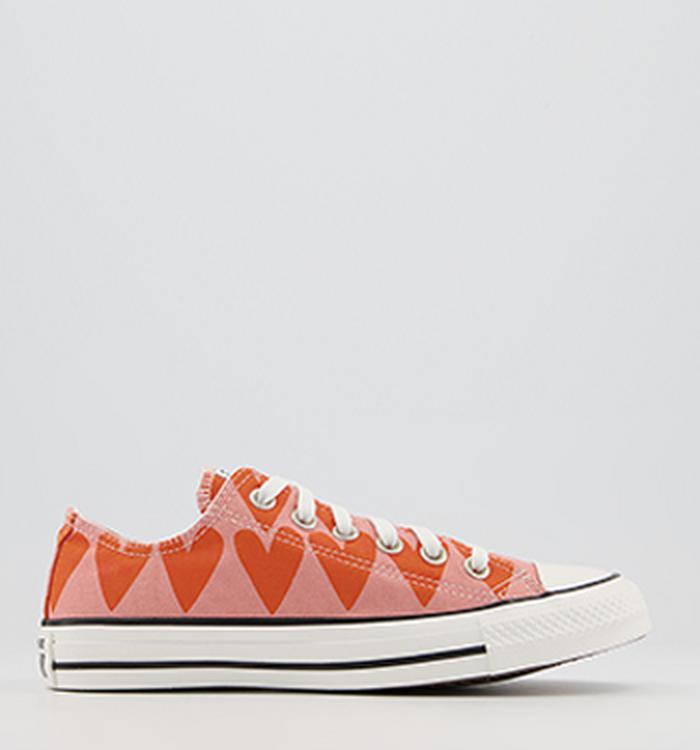 Converse Converse All Star Low Trainers Pink Gingered Heart Print