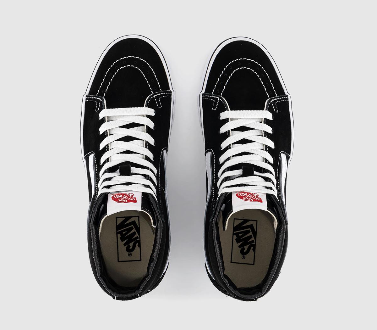 Vans Sk8 Hi Trainers Black White Canvas - Women's Trainers