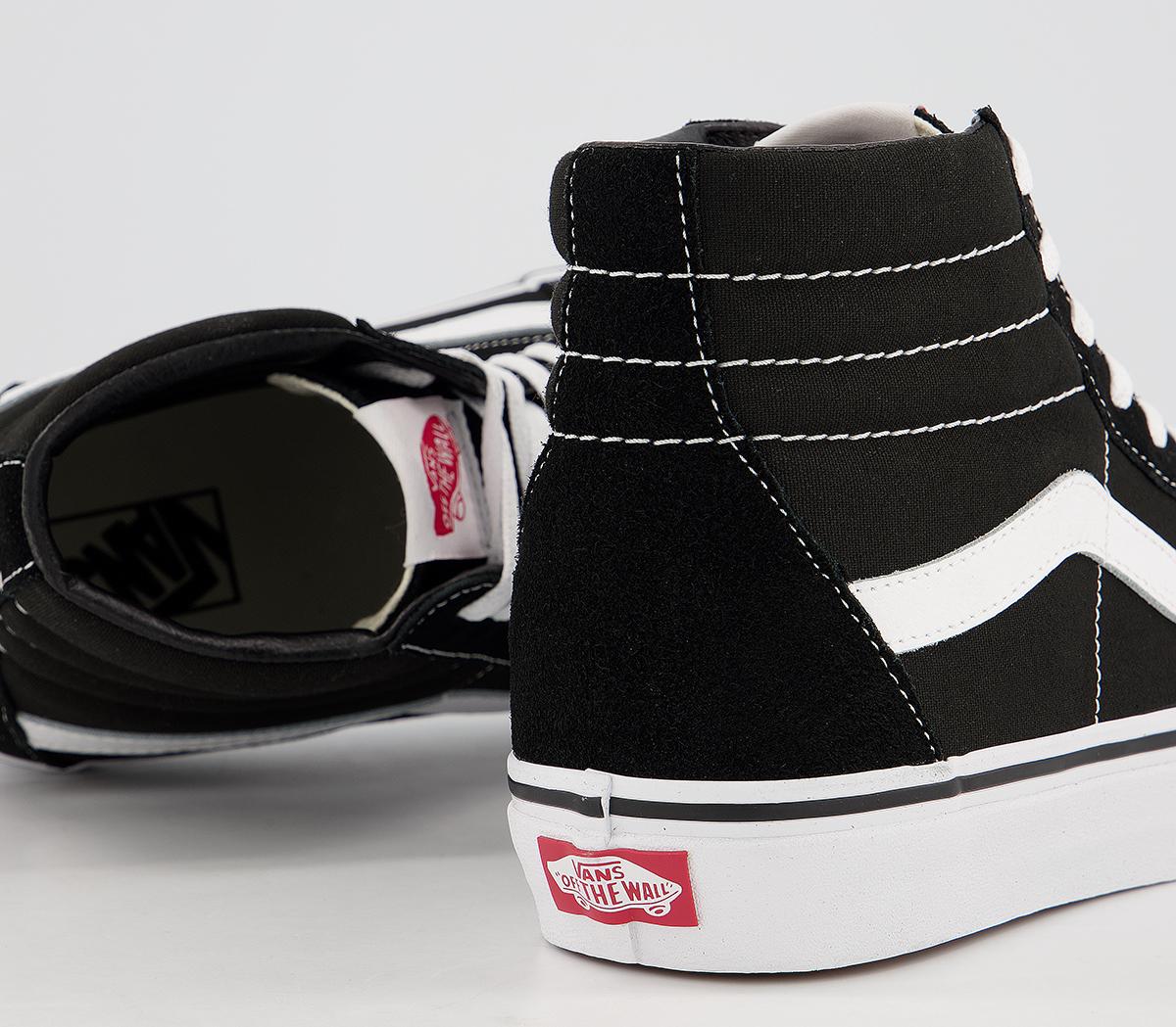 Vans Sk8 Hi Trainers Black White Canvas - Women's Trainers