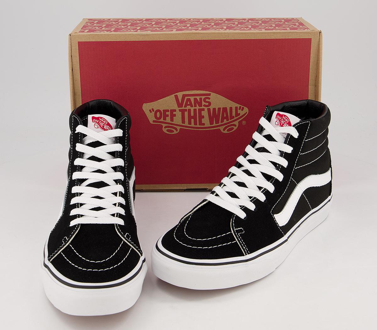 Vans Sk8 Hi Trainers Vans Sk8 Hi Trainers Black White Canvas