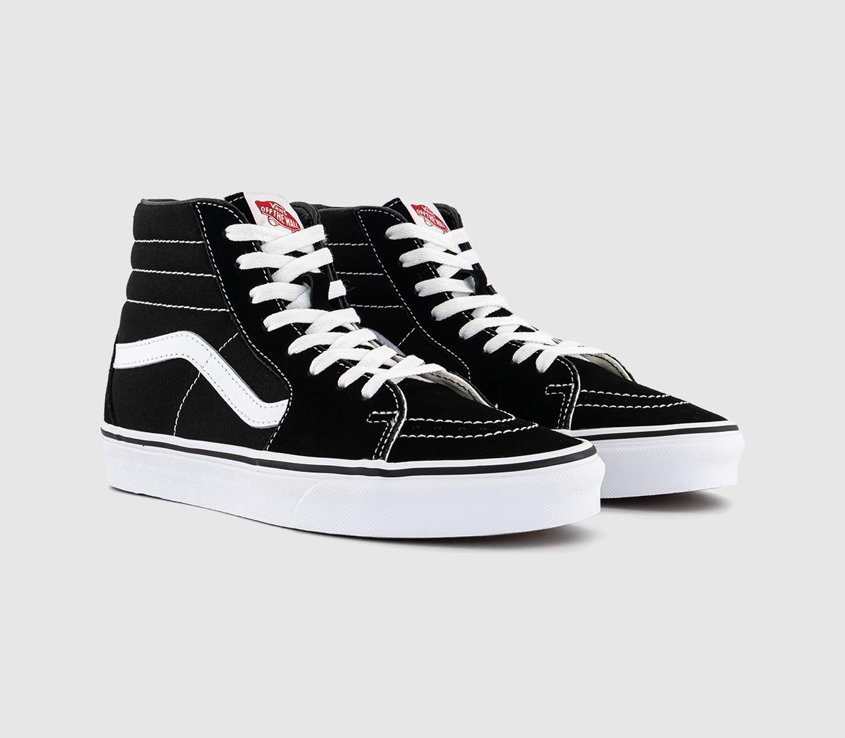 Vans Womens Sk8 Hi Canvas Trainers In Black And White, 5