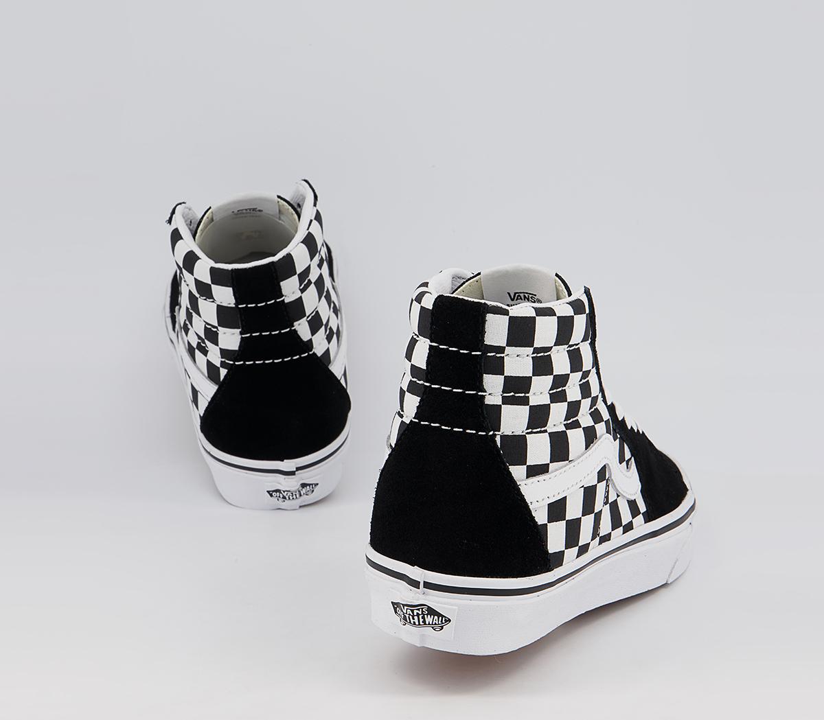 Vans Sk8 Hi Trainers Vans Sk8 Hi Trainers Black White Checkerboard