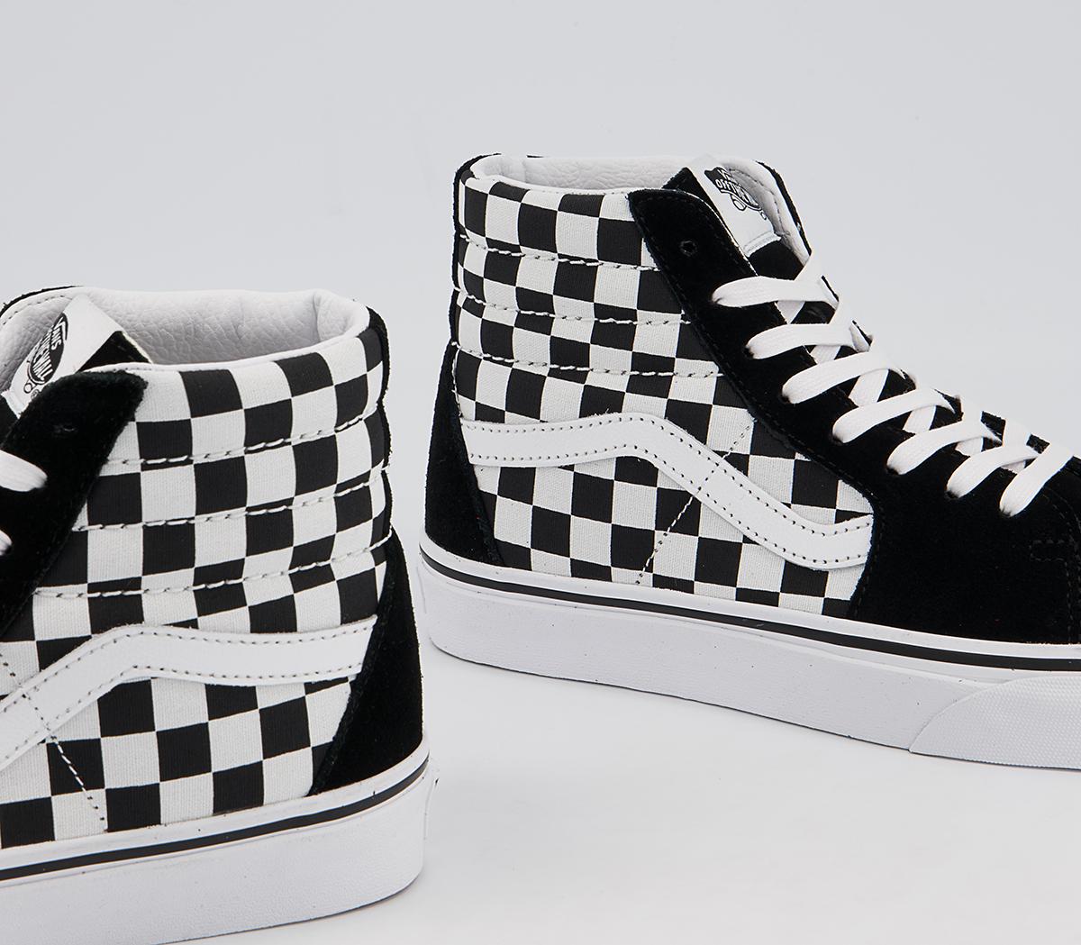 Vans Sk8 Hi Trainers Vans Sk8 Hi Trainers Black White Checkerboard