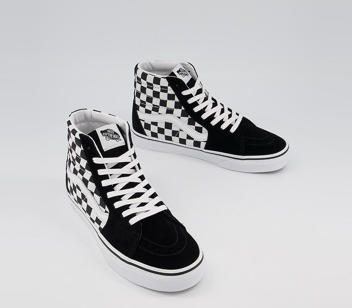 Vans Sk8 Hi Trainers Vans Sk8 Hi Trainers Black White Checkerboard