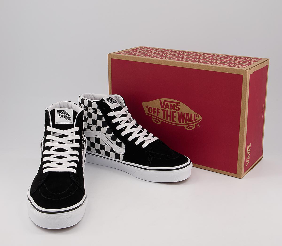 Vans Sk8 Hi Trainers Vans Sk8 Hi Trainers Black White Checkerboard