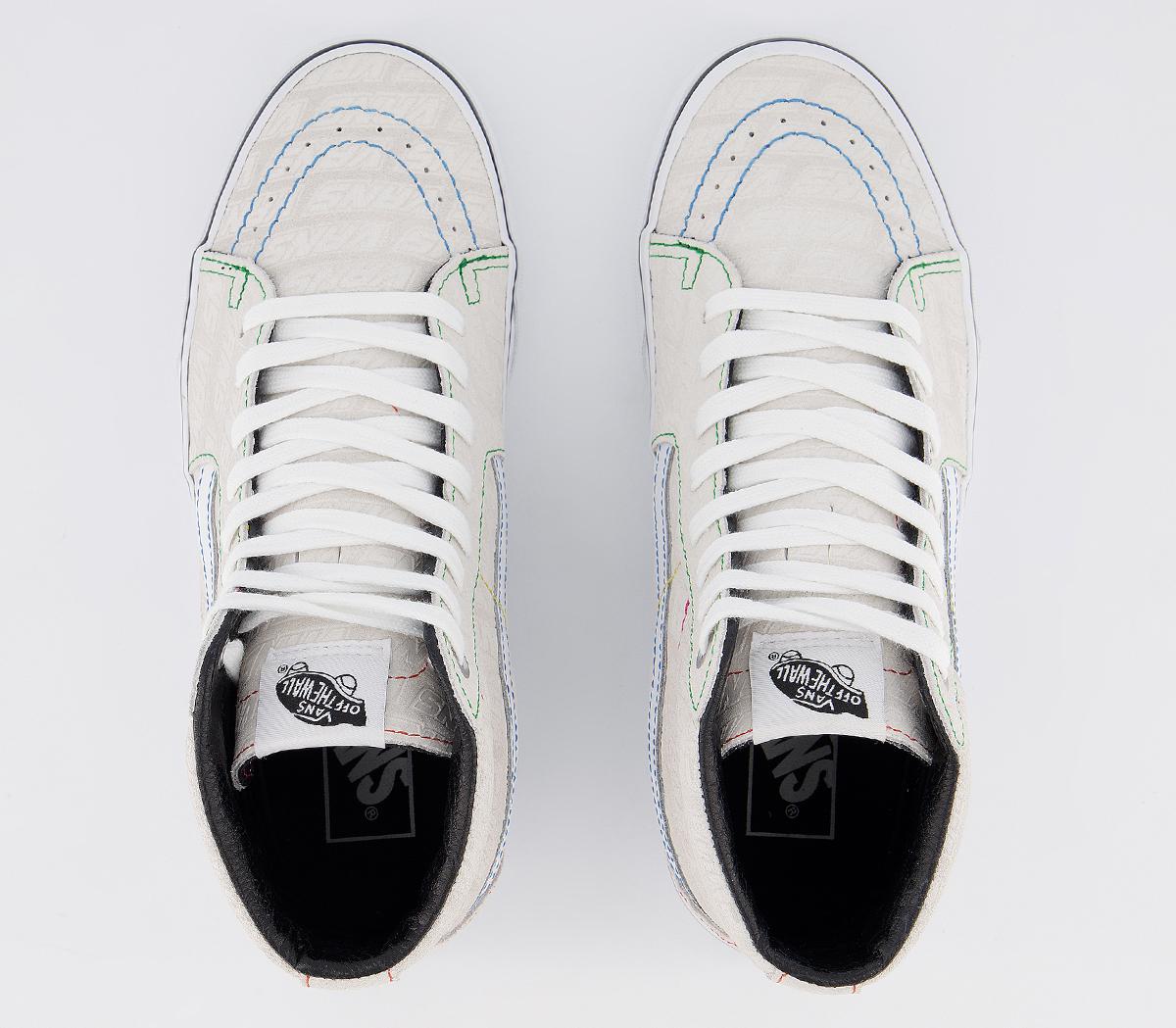 VansSk8 Hi TrainersWhite True White Vans Emboss