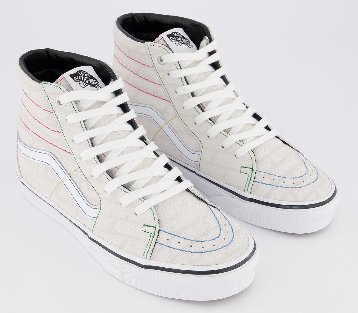 VansSk8 Hi TrainersWhite True White Vans Emboss