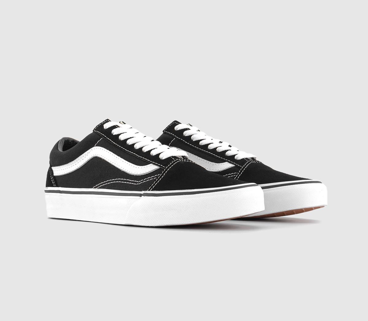 Vans Old Skool Kids Black And White Canvas Trainers, Size: 5.5