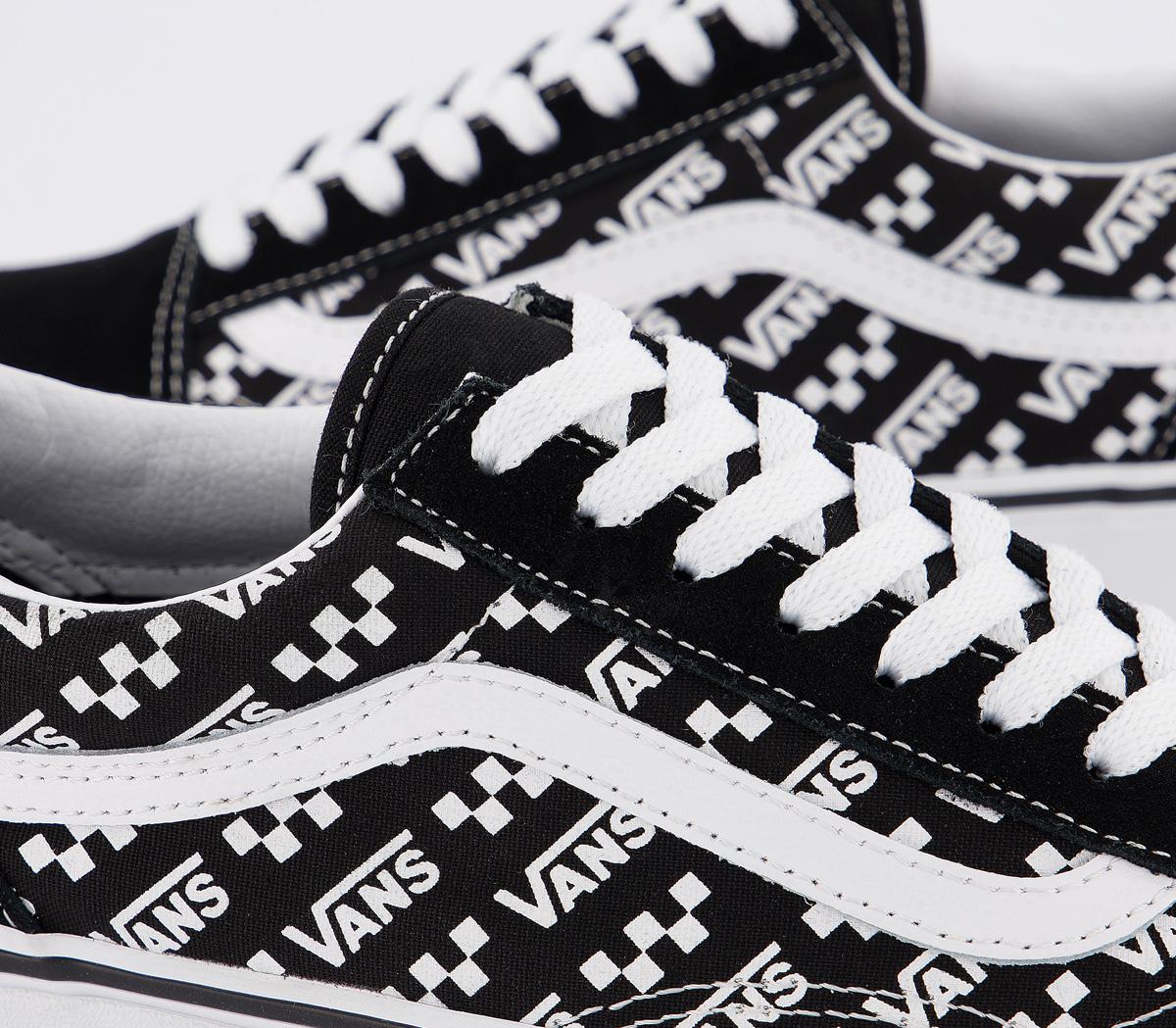 Logo Repeat Old Skool Shoes Vans Old Skool Black True White Logo