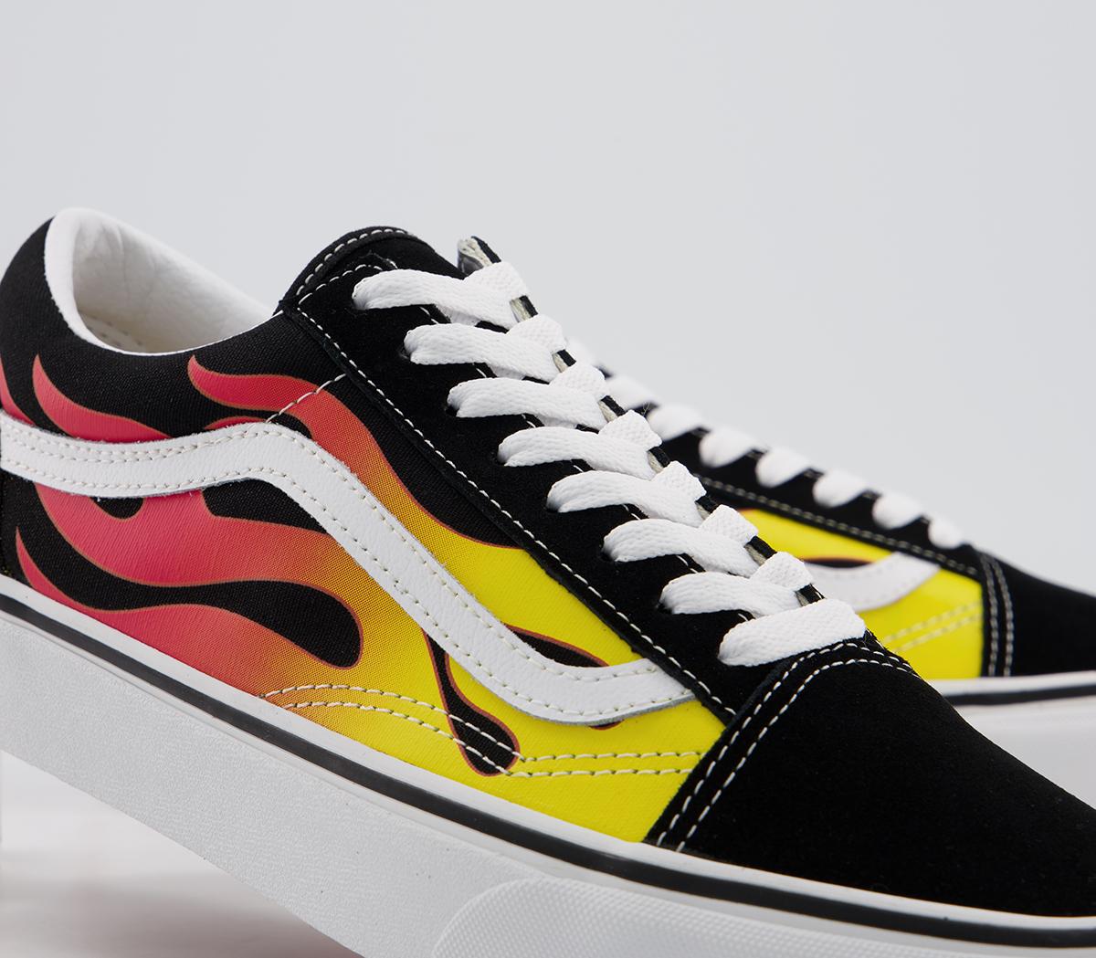 Vans Old Skool Trainers Flame Black Black True White Unisex Sports