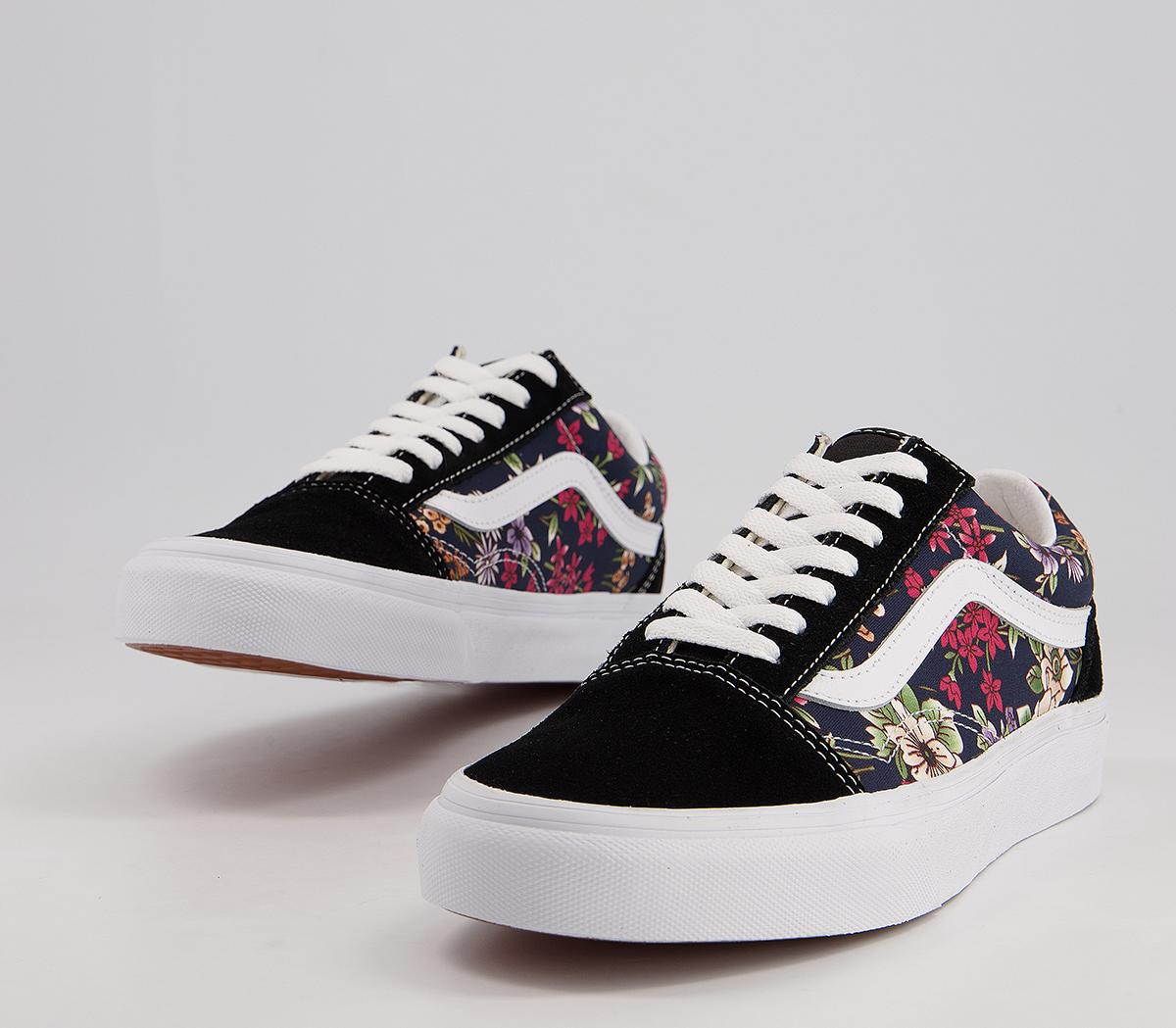 womens black floral vans