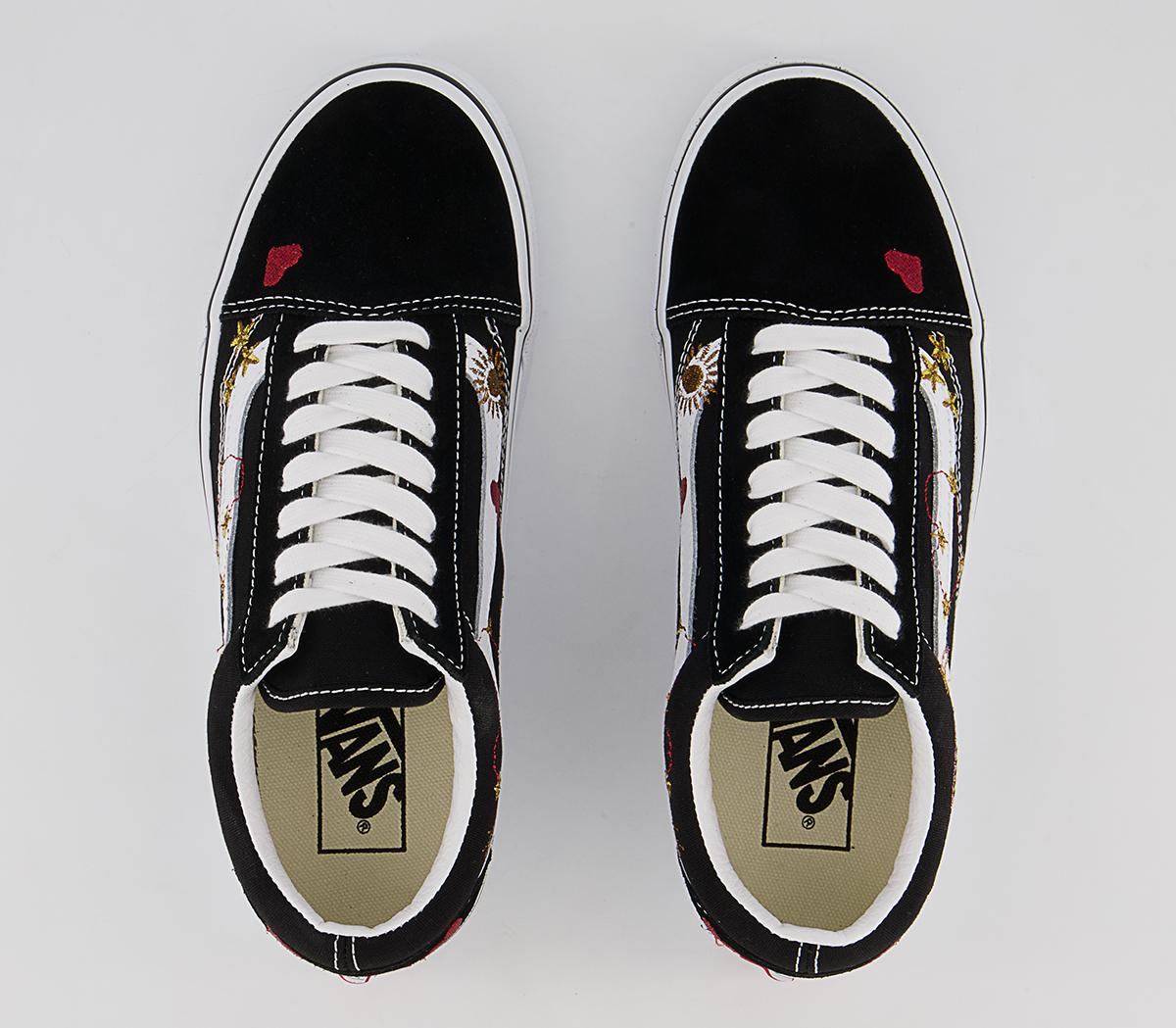 Vans Old Skool Trainers Vans Old Skool Trainers Black Gold Star Embroidery Exclusive