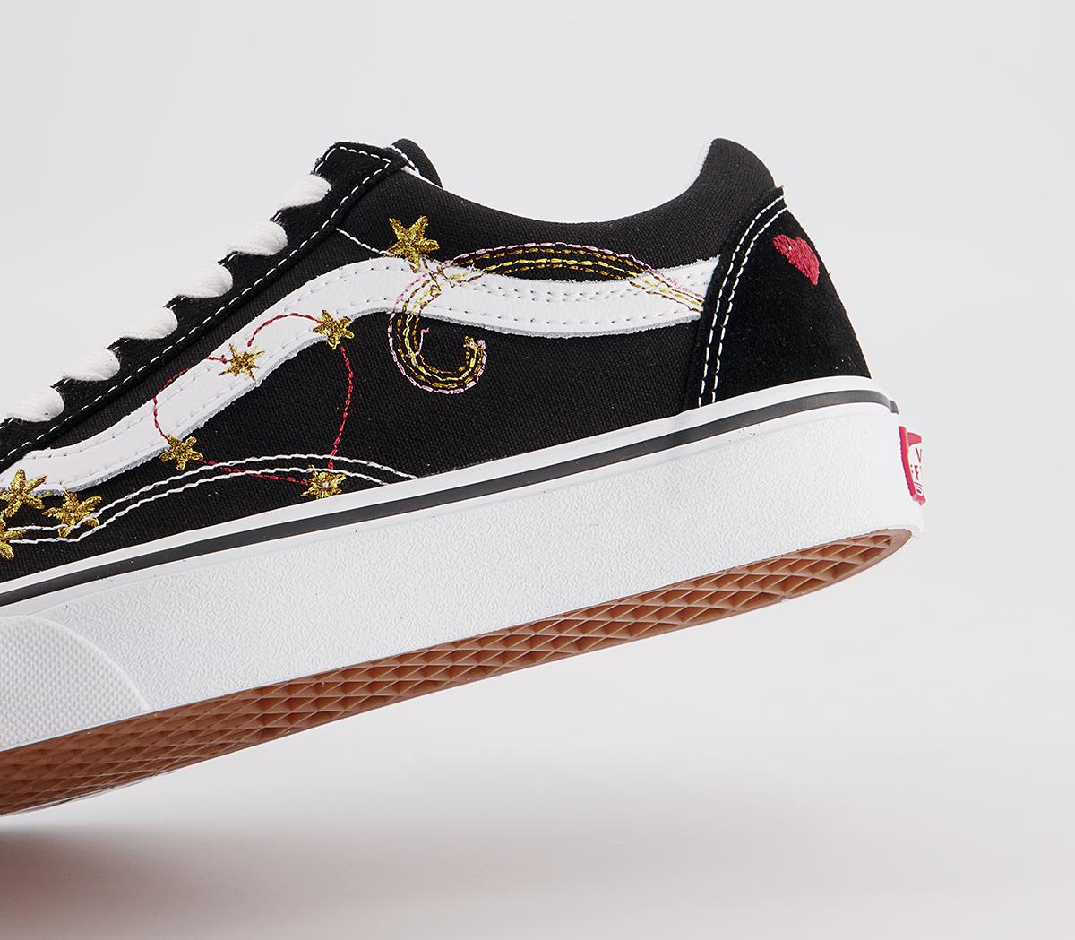 Vans Old Skool Trainers Vans Old Skool Trainers Black Gold Star Embroidery Exclusive