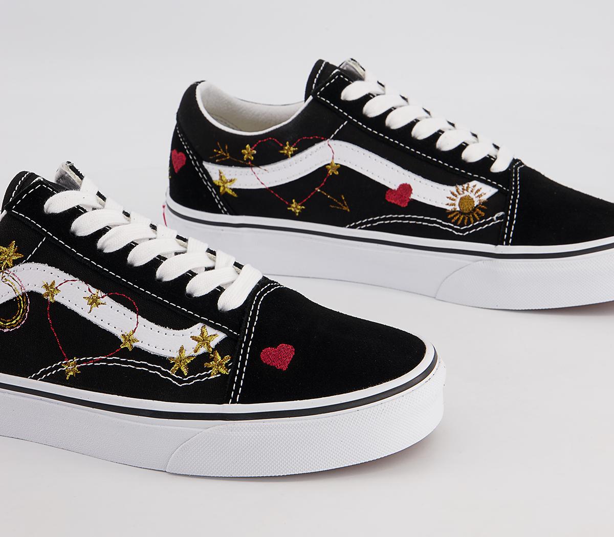 Vans Old Skool Trainers Vans Old Skool Trainers Black Gold Star Embroidery Exclusive