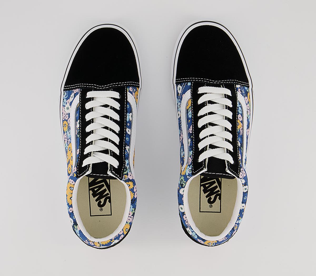 Vans Old Skool Trainers Vans Old Skool Trainers Floral Black White