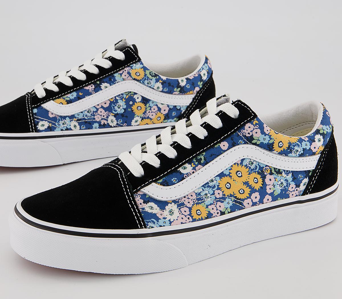 Vans Old Skool Trainers Vans Old Skool Trainers Floral Black White