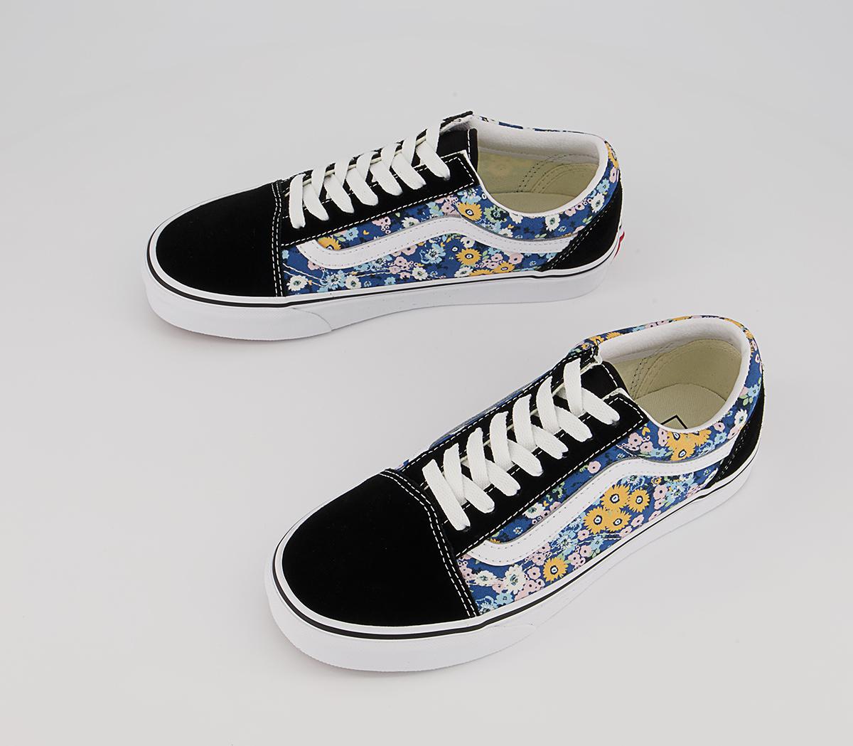 Vans Old Skool Trainers Vans Old Skool Trainers Floral Black White