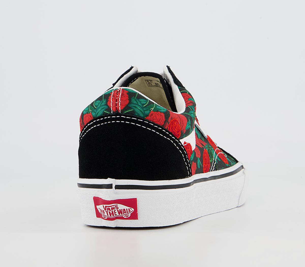 Vans Old Skool Trainers Vans Old Skool Trainers Black White Roses Exclusive