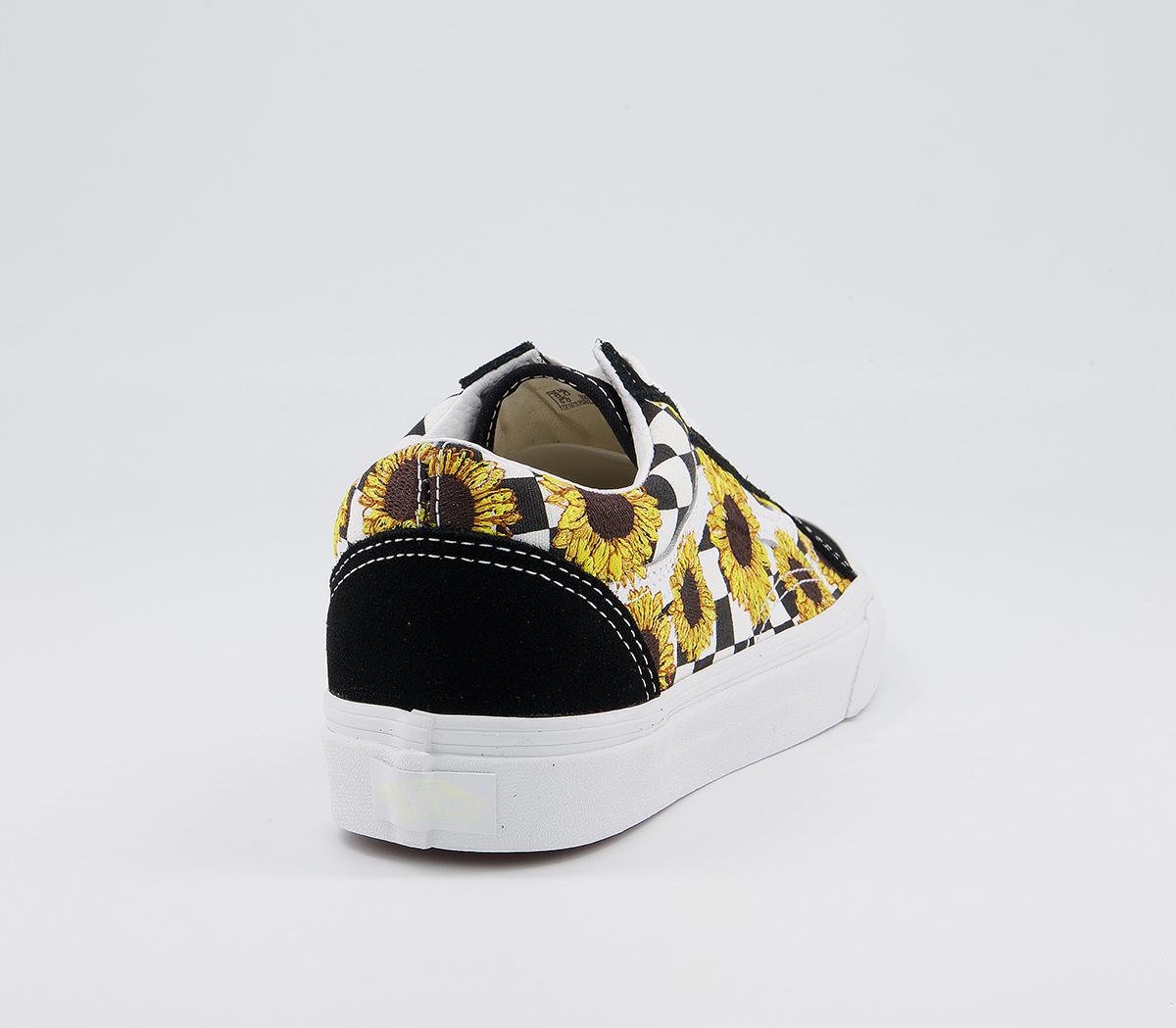 Vans Old Skool Trainers Vans Old Skool Trainers Sunflower Embroidery Black True White