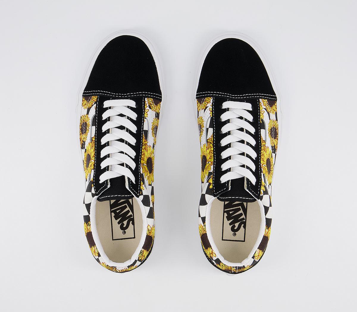 Vans Old Skool Trainers Vans Old Skool Trainers Sunflower Embroidery Black True White