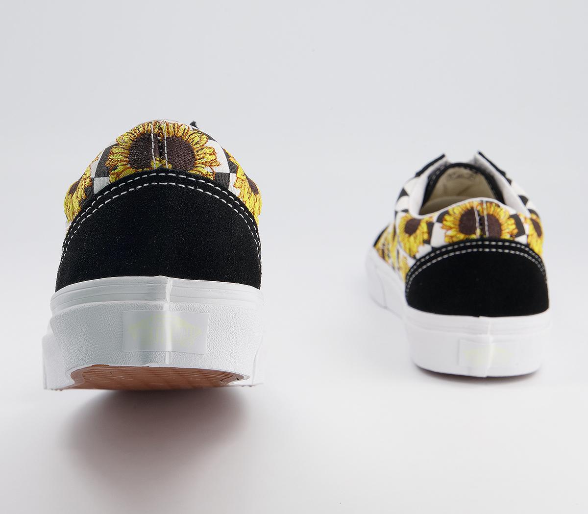 Vans Old Skool Trainers Vans Old Skool Trainers Sunflower Embroidery Black True White