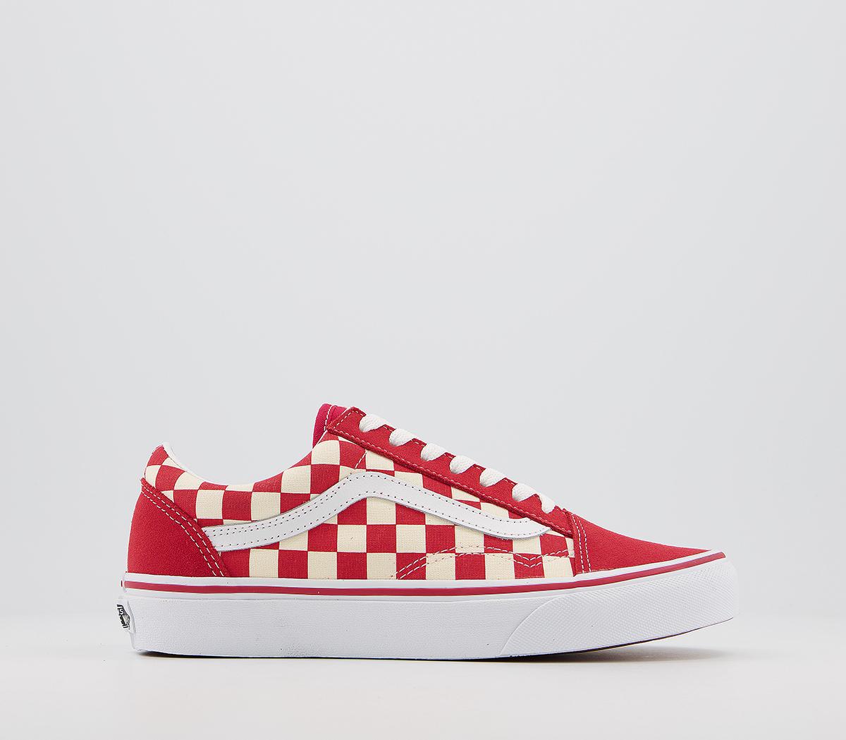 Vans red and on sale white checkerboard old skool