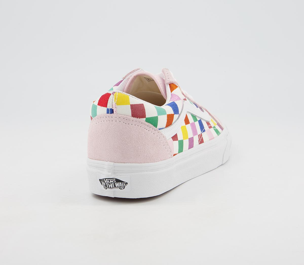 Vans Old Skool Trainers Vans Old Skool Trainers Pink Multi Embroidered Checkerboard Exclusive